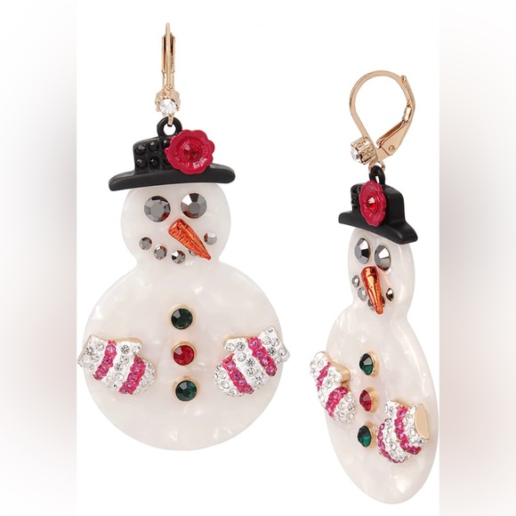 Betsey Johnson Jewelry - Betsey Johnson Snowman Drop Earrings